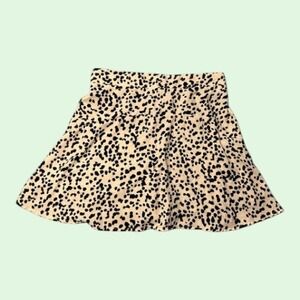 Womens Skirt Mini Skater Style Beige Black Dotted Pattern‎